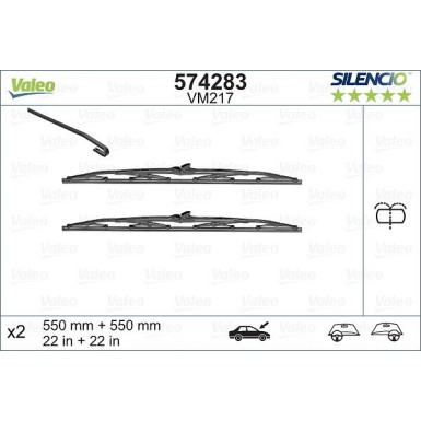 Valeo Wischblatt Scheibenwischer SILENCIO CONVENTIONAL SET 574283