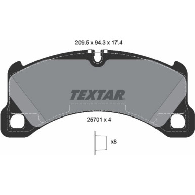 Textar Bremsbelagsatz, Scheibenbremse 2570101 Textar Bremsbelagsatz, Scheibenbremse 2570101