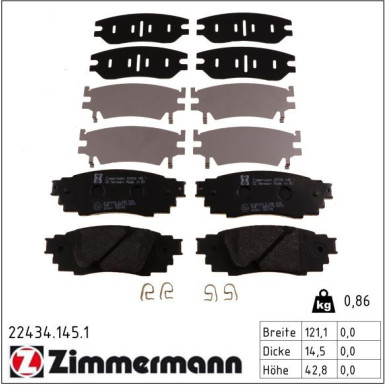 Zimmermann Bremsbelagsatz, Scheibenbremse 22434.145.1