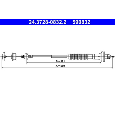 ATE Seilzug, Kupplungsbetätigung 24.3728-0832.2 ATE Seilzug, Kupplungsbetätigung 24.3728-0832.2