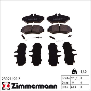 Zimmermann Bremsbelagsatz, Scheibenbremse 23021.190.2