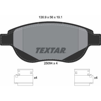 Textar Bremsbelagsatz, Scheibenbremse Q+ 2509401 Textar Bremsbelagsatz, Scheibenbremse Q+ 2509401