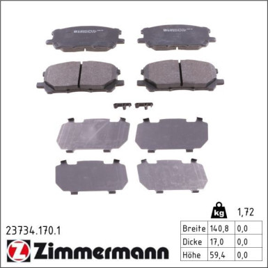 Zimmermann Bremsbelagsatz, Scheibenbremse 23734.170.1 Zimmermann Bremsbelagsatz, Scheibenbremse 23734.170.1