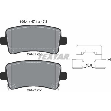 Textar Bremsbelagsatz, Scheibenbremse Q+ 2442101 Textar Bremsbelagsatz, Scheibenbremse Q+ 2442101