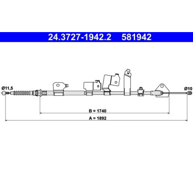 ATE Seilzug, Feststellbremse 24.3727-1942.2 ATE Seilzug, Feststellbremse 24.3727-1942.2