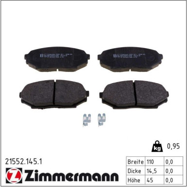 Zimmermann Bremsbelagsatz, Scheibenbremse 21552.145.1 Zimmermann Bremsbelagsatz, Scheibenbremse 21552.145.1