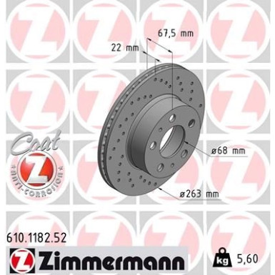 Zimmermann Bremsscheibe SPORT Z 610.1182.52