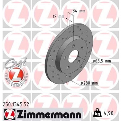 Zimmermann Bremsscheibe SPORT Z 250.1345.52 Zimmermann Bremsscheibe SPORT Z 250.1345.52