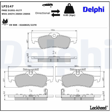 Delphi Bremsbelagsatz, Scheibenbremse LP3147 Delphi Bremsbelagsatz, Scheibenbremse LP3147
