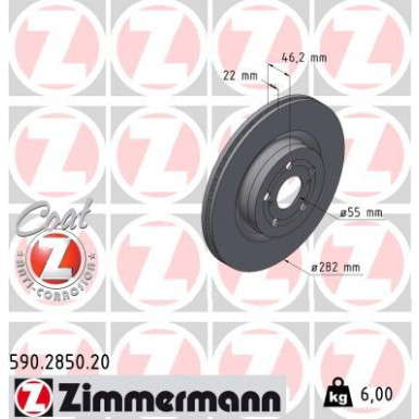 Zimmermann Bremsscheibe Coat Z 590.2850.20 Zimmermann Bremsscheibe Coat Z 590.2850.20
