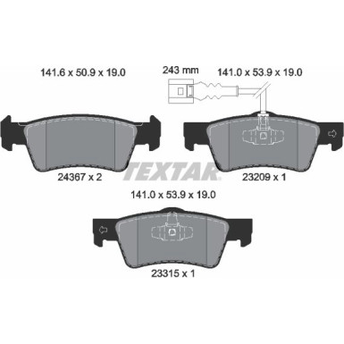 Textar Bremsbelagsatz, Scheibenbremse Q+ 2436704 Textar Bremsbelagsatz, Scheibenbremse Q+ 2436704