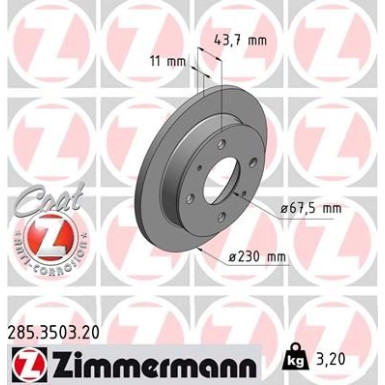 Zimmermann Bremsscheibe Coat Z 285.3503.20