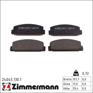 Zimmermann Bremsbelagsatz, Scheibenbremse 24045.130.1