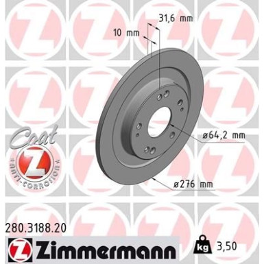 Zimmermann Bremsscheibe Coat Z 280.3188.20
