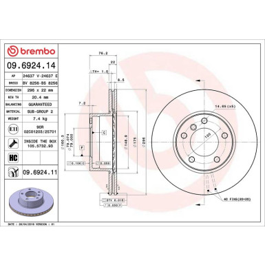 Brembo Bremsscheibe PRIME LINE - UV Coated 09.6924.11 Brembo Bremsscheibe PRIME LINE - UV Coated 09.6924.11