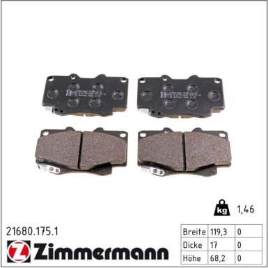 Zimmermann Bremsbelagsatz, Scheibenbremse 21680.175.1