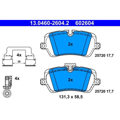 ATE Bremsbelagsatz, Scheibenbremse 13.0460-2604.2 ATE Bremsbelagsatz, Scheibenbremse 13.0460-2604.2