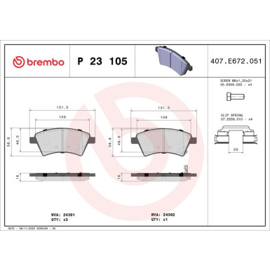Brembo Bremsbelagsatz, Scheibenbremse PRIME LINE P 23 105
