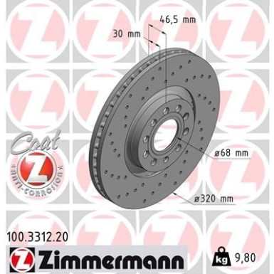 Zimmermann Bremsscheibe Coat Z 100.3312.20