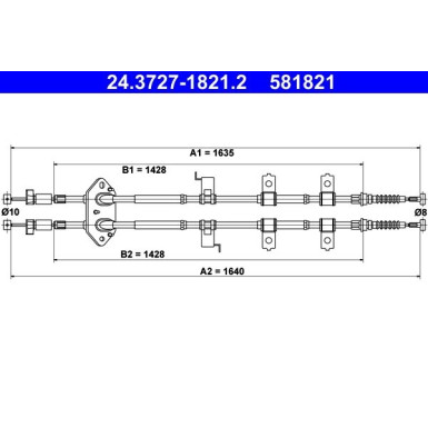 ATE Seilzug, Feststellbremse 24.3727-1821.2 ATE Seilzug, Feststellbremse 24.3727-1821.2