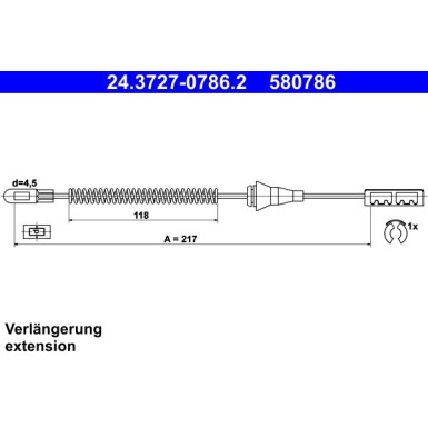 ATE Seilzug, Feststellbremse 24.3727-0786.2 ATE Seilzug, Feststellbremse 24.3727-0786.2