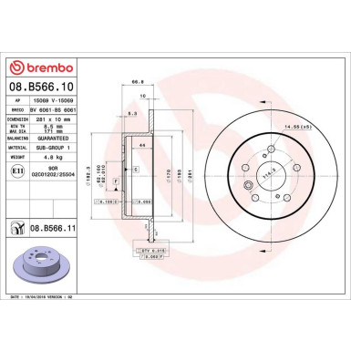 Brembo Bremsscheibe PRIME LINE - UV Coated 08.B566.11
