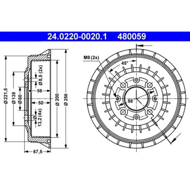 ATE Bremstrommel 24.0220-0020.1 ATE Bremstrommel 24.0220-0020.1