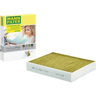 MANN-FILTER FP 25 001 Innenraumfilter FreciousPlus Aktivkohlefilter mit Polyphenol, antibakteriell, Feinstaubfilter (PM 2.5)