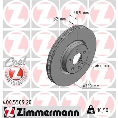 Zimmermann Bremsscheibe Coat Z 400.5509.20