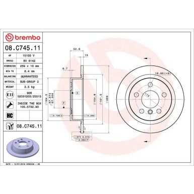 Brembo Bremsscheibe PRIME LINE - UV Coated 08.C745.11