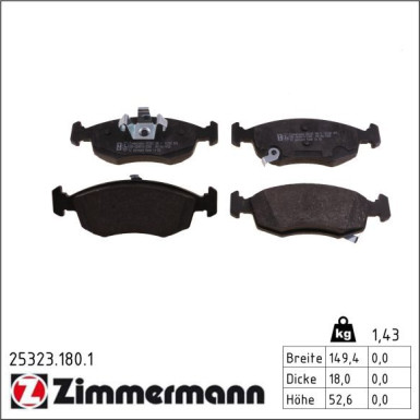Zimmermann Bremsbelagsatz, Scheibenbremse 25323.180.1