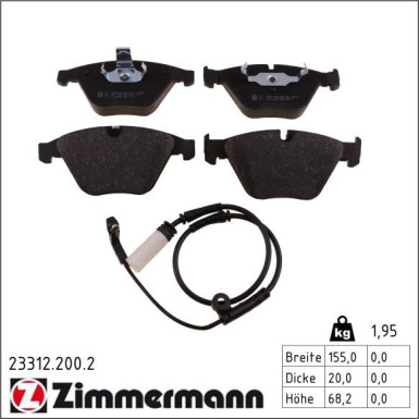 Zimmermann Bremsbelagsatz, Scheibenbremse 23312.200.2 Zimmermann Bremsbelagsatz, Scheibenbremse 23312.200.2