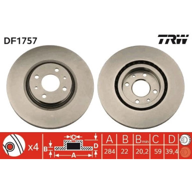 TRW Bremsscheibe DF1757 TRW Bremsscheibe DF1757