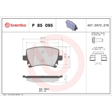 Brembo Bremsbelagsatz, Scheibenbremse XTRA LINE P 85 095X