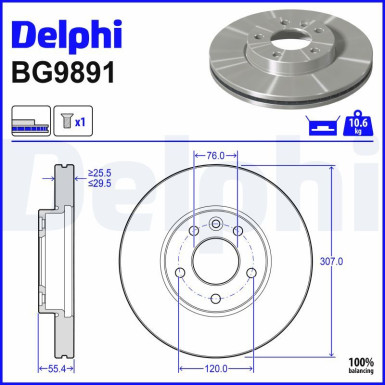 Delphi Bremsscheibe BG9891 Delphi Bremsscheibe BG9891