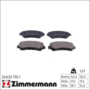 Zimmermann Bremsbelagsatz, Scheibenbremse 24632.170.1