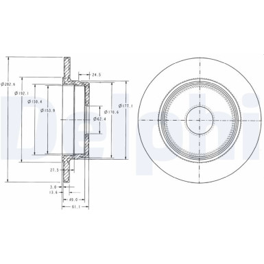 Delphi Bremsscheibe BG2510 Delphi Bremsscheibe BG2510