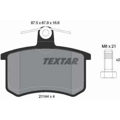 Textar Bremsbelagsatz, Scheibenbremse Q+ 2114401 Textar Bremsbelagsatz, Scheibenbremse Q+ 2114401