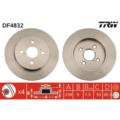 TRW Bremsscheibe DF4832 TRW Bremsscheibe DF4832