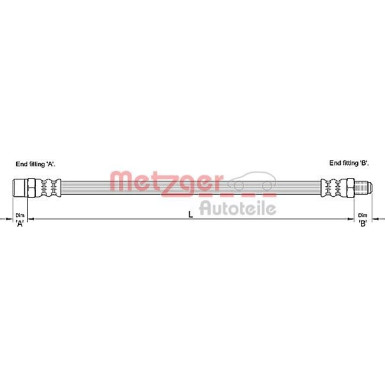 Metzger 2 x METZGER Bremsschlauch 4110257