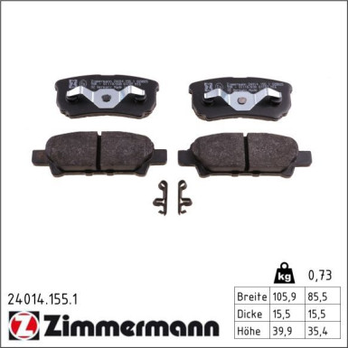 Zimmermann Bremsbelagsatz, Scheibenbremse 24014.155.1 Zimmermann Bremsbelagsatz, Scheibenbremse 24014.155.1