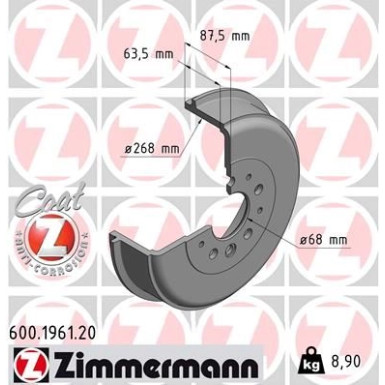 Zimmermann Bremstrommel Coat Z 600.1961.20