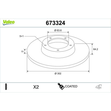 Valeo Bremsscheibe COATED 673324