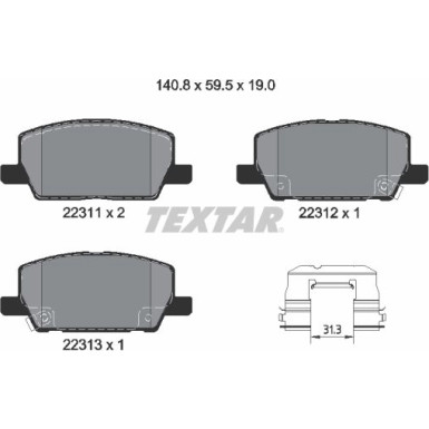 Textar Bremsbelagsatz, Scheibenbremse Q+ 2231102 Textar Bremsbelagsatz, Scheibenbremse Q+ 2231102