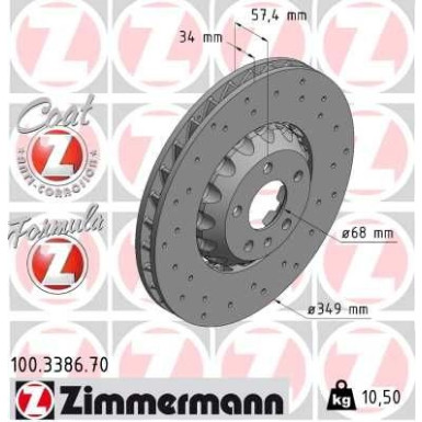Zimmermann Bremsscheibe Formula Z 100.3386.70 Zimmermann Bremsscheibe Formula Z 100.3386.70