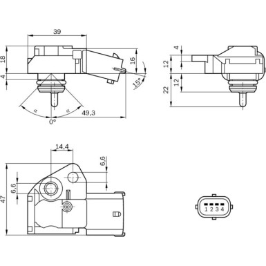 BOSCH Sensor, Kraftstoffdruck 0 261 230 110