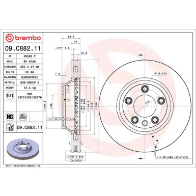 Brembo Bremsscheibe PRIME LINE - UV Coated 09.C882.11 Brembo Bremsscheibe PRIME LINE - UV Coated 09.C882.11