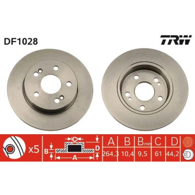 TRW Bremsscheibe DF1028 TRW Bremsscheibe DF1028