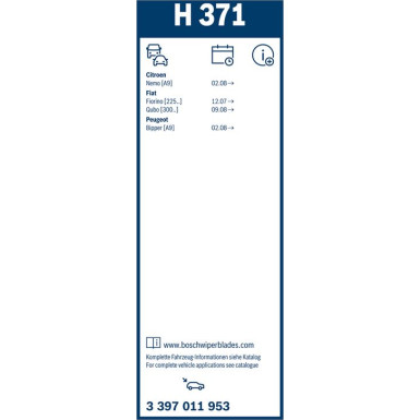 BOSCH H 371 Scheibenwischer Rear 3 397 011 953 BOSCH H 371 Scheibenwischer Rear 3 397 011 953