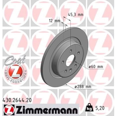 Zimmermann Bremsscheibe Coat Z 430.2644.20 Zimmermann Bremsscheibe Coat Z 430.2644.20